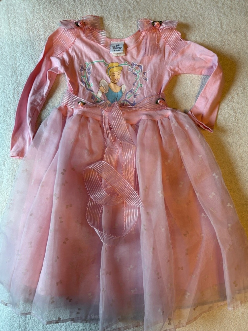 Vintage Disney Store Princess Cinderella Pink Tulle Dress, Size 5/6